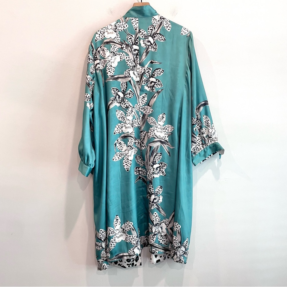 Chicos Reversible Floral Leopard Duster Open Front Cardigan Jacket - Picture 11 of 13